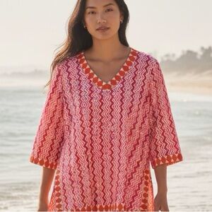 Gretchen Scott long sleeve, v-neck,‎ tunic. Large. Pool coverup, vacation.
